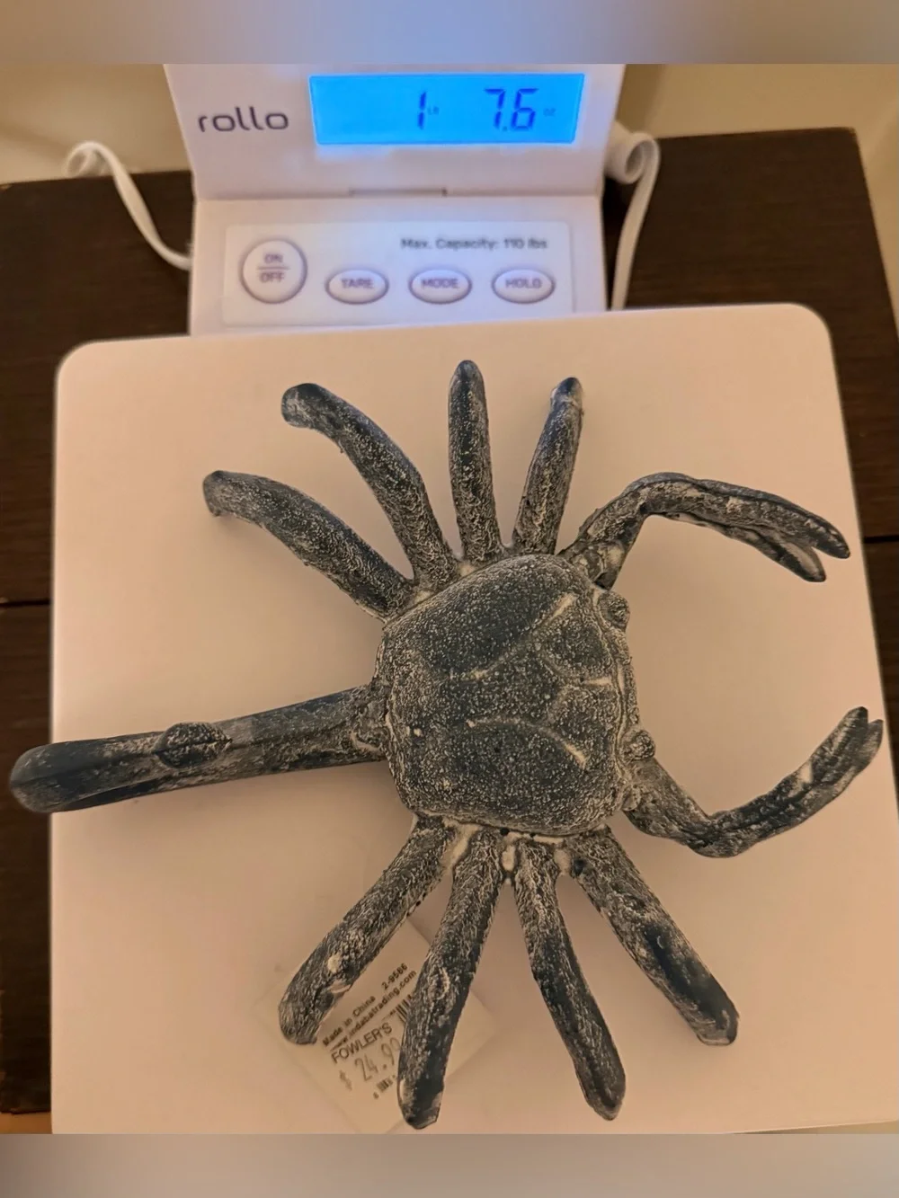 NWT Indaba Trading Coastal Cast Iron Blue Crab Wall Hook - Decorative Home Decor